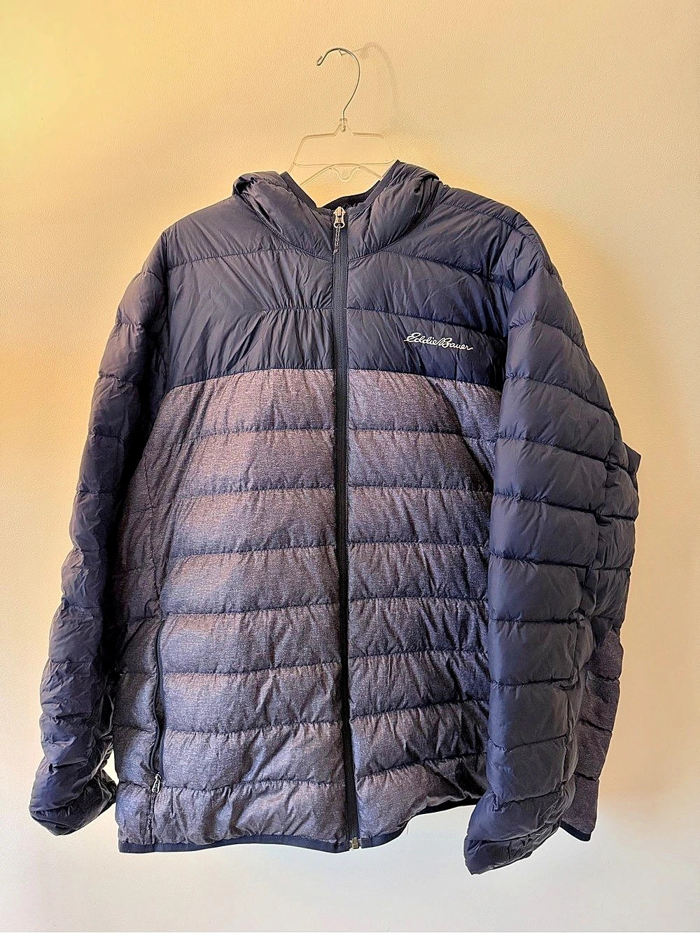Eddie Bauer Down Hoodie Jacket Men's Color Block Puffer XXL